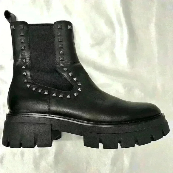 ASH Lenny‎ Studs Black Leather Chelsea Boot Size 40 - Picture 5 of 13